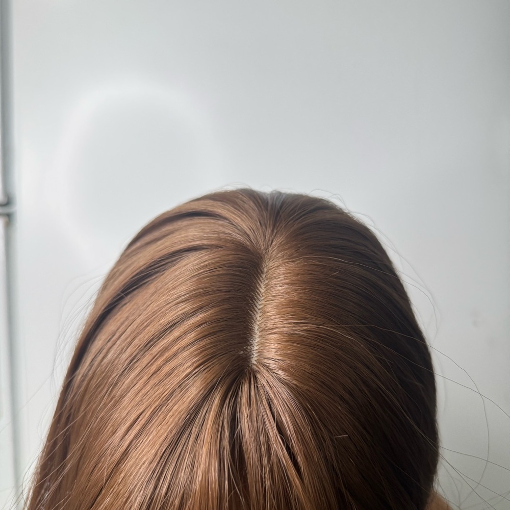 Long Chestnut Brown Synthetic Wig – Natural Brown, Curtain Bangs, Classic wig - Picture 6 of 11